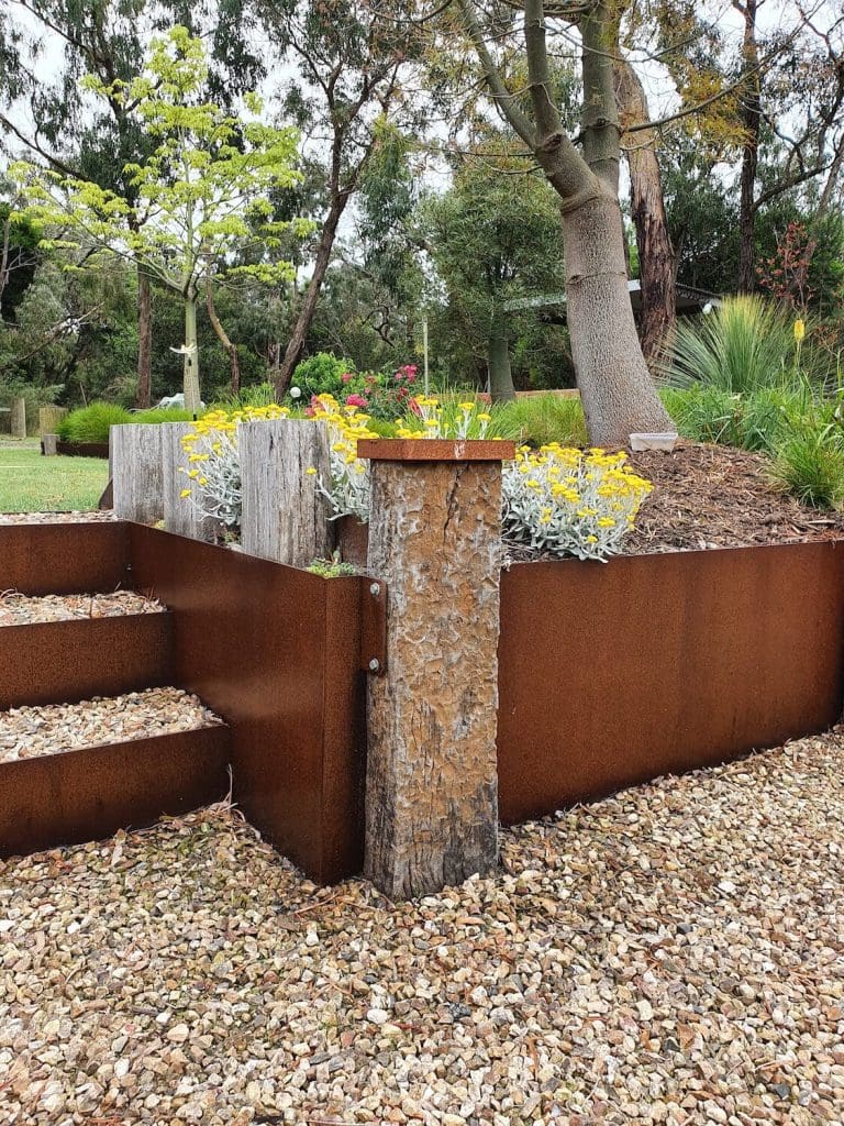 Rustic Retaining Steel Steps