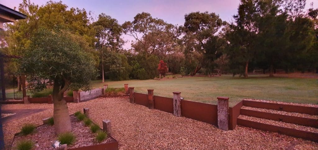 Steel & Timber Retaining wall installation