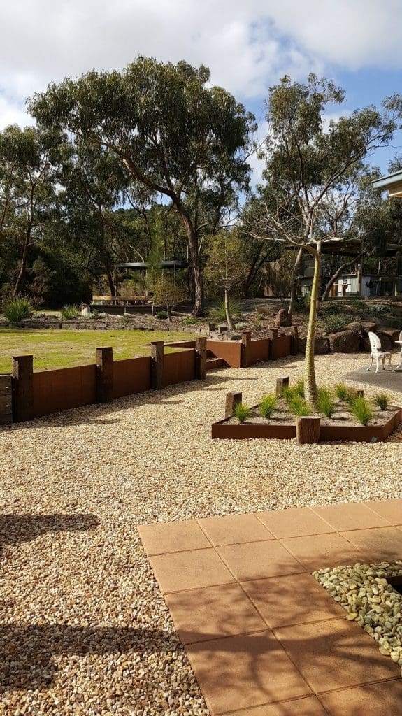 Steel Retaining walls with gravel paths